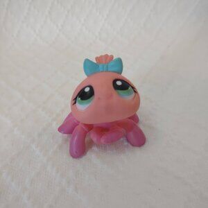 Vintage Littlest Pet Shop #426 Pink Spider G2 Blue Bow